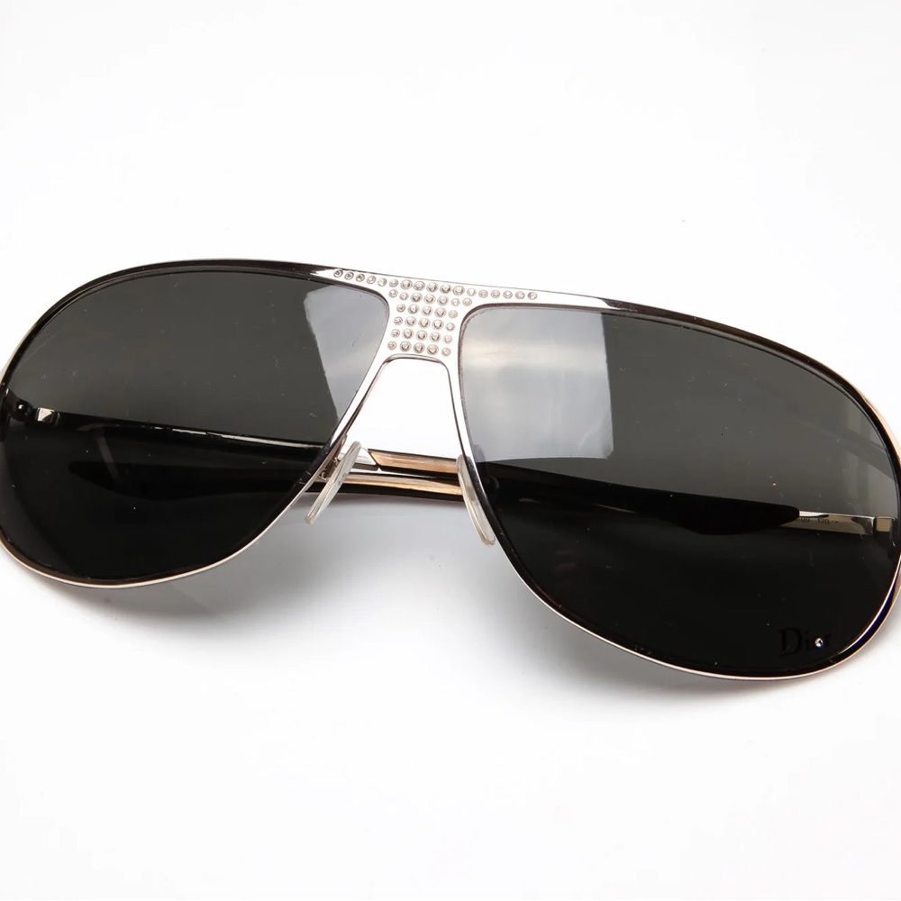 Vintage Hard Dior 1 Silver Sunglasses with Case - Picture 9 of 10